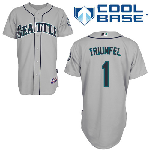 Carlos Triunfel #1 Youth Baseball Jersey-Seattle Mariners Authentic Road Gray Cool Base MLB Jersey